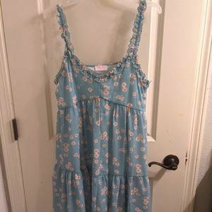 Pink Lily Green Floral Dress M